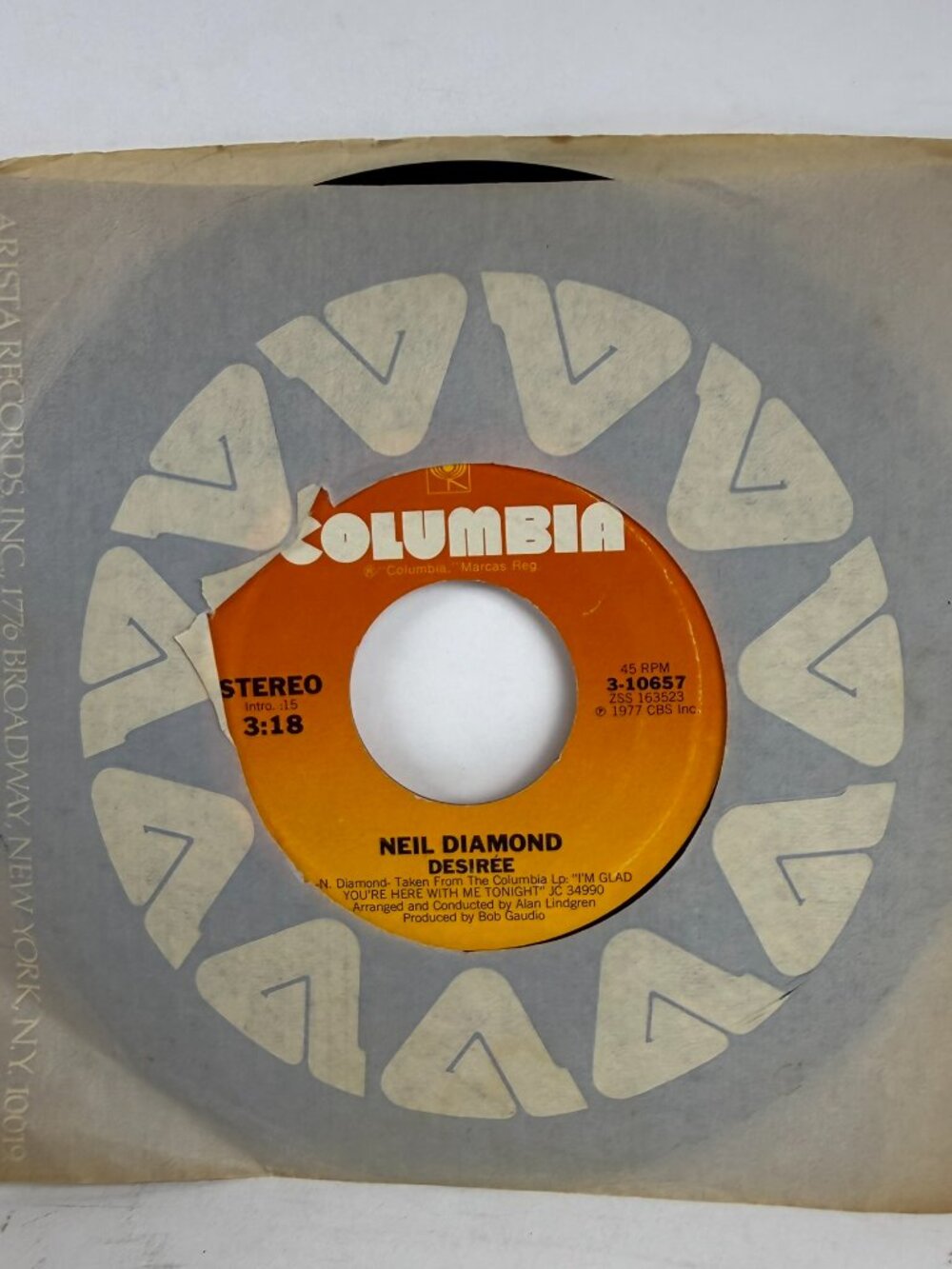 Neil Diamond – Desirée / Once In A While 7" Vinyl 45 RPM Columbia 3-10657 (1977)
